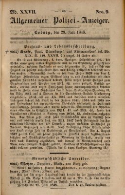 Allgemeiner Polizei-Anzeiger Samstag 29. Juli 1848