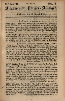 Allgemeiner Polizei-Anzeiger Freitag 11. August 1848