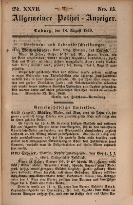 Allgemeiner Polizei-Anzeiger Freitag 18. August 1848