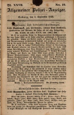 Allgemeiner Polizei-Anzeiger Sonntag 3. September 1848