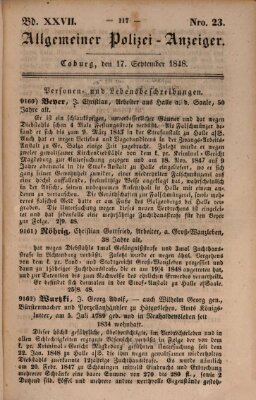 Allgemeiner Polizei-Anzeiger Sonntag 17. September 1848