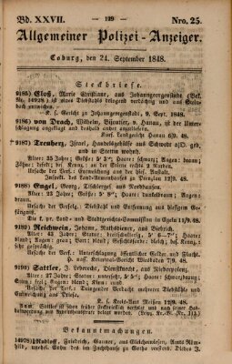 Allgemeiner Polizei-Anzeiger Sonntag 24. September 1848