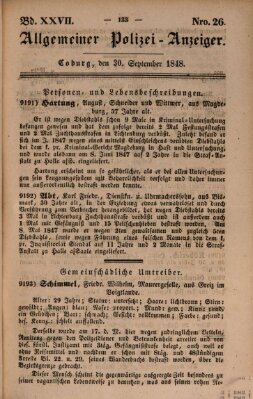 Allgemeiner Polizei-Anzeiger Samstag 30. September 1848