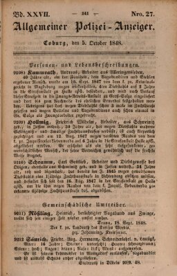 Allgemeiner Polizei-Anzeiger Donnerstag 5. Oktober 1848