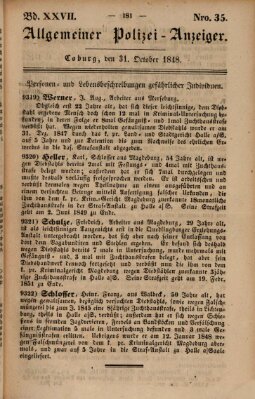 Allgemeiner Polizei-Anzeiger Dienstag 31. Oktober 1848