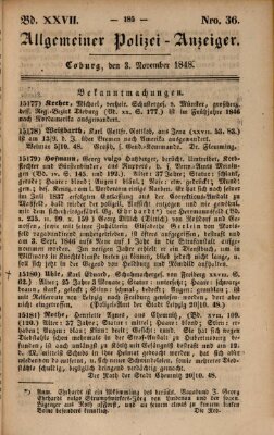 Allgemeiner Polizei-Anzeiger Freitag 3. November 1848