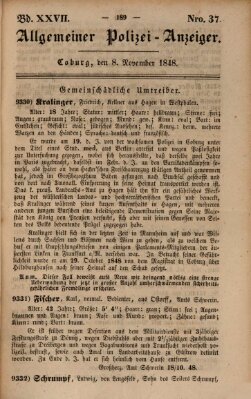 Allgemeiner Polizei-Anzeiger Mittwoch 8. November 1848