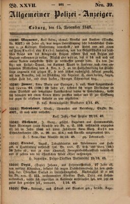 Allgemeiner Polizei-Anzeiger Mittwoch 15. November 1848