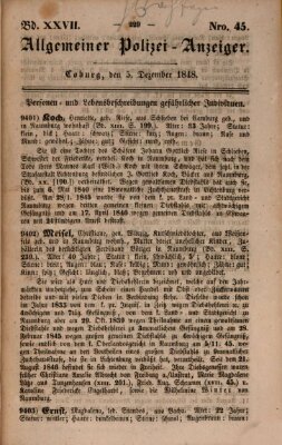 Allgemeiner Polizei-Anzeiger Dienstag 5. Dezember 1848