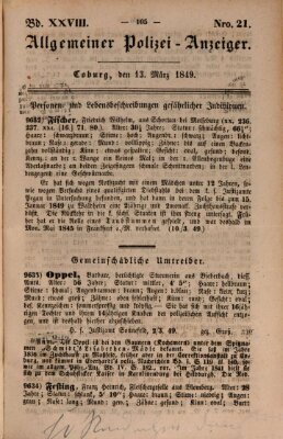 Allgemeiner Polizei-Anzeiger Dienstag 13. März 1849