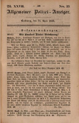 Allgemeiner Polizei-Anzeiger Dienstag 24. April 1849