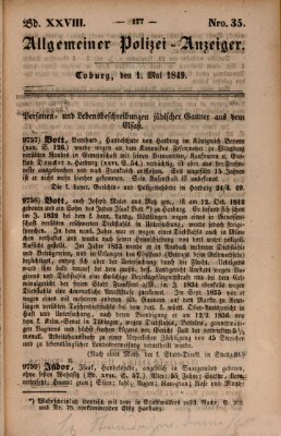 Allgemeiner Polizei-Anzeiger Dienstag 1. Mai 1849