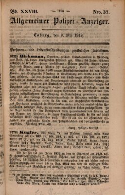 Allgemeiner Polizei-Anzeiger Mittwoch 9. Mai 1849