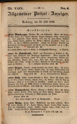 Allgemeiner Polizei-Anzeiger Donnerstag 12. Juli 1849