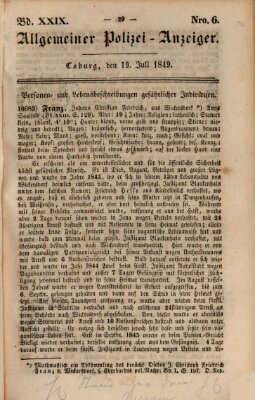 Allgemeiner Polizei-Anzeiger Donnerstag 19. Juli 1849