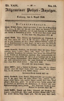 Allgemeiner Polizei-Anzeiger Sonntag 5. August 1849