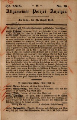 Allgemeiner Polizei-Anzeiger Donnerstag 23. August 1849