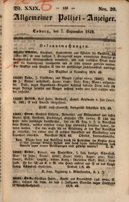 Allgemeiner Polizei-Anzeiger Freitag 7. September 1849