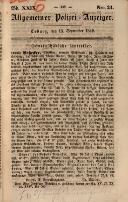 Allgemeiner Polizei-Anzeiger Donnerstag 13. September 1849