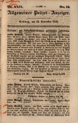 Allgemeiner Polizei-Anzeiger Sonntag 23. September 1849