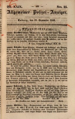 Allgemeiner Polizei-Anzeiger Mittwoch 26. September 1849