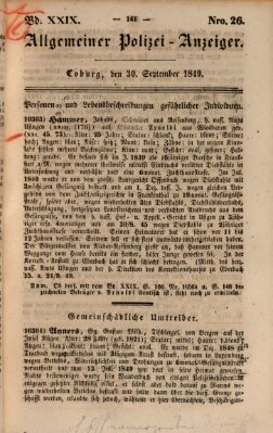 Allgemeiner Polizei-Anzeiger Sonntag 30. September 1849