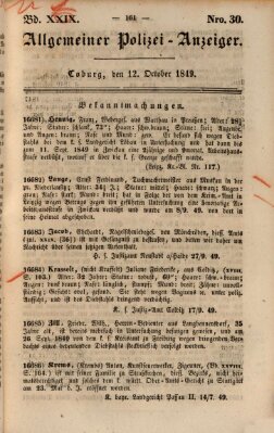 Allgemeiner Polizei-Anzeiger Freitag 12. Oktober 1849