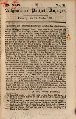 Allgemeiner Polizei-Anzeiger Dienstag 16. Oktober 1849