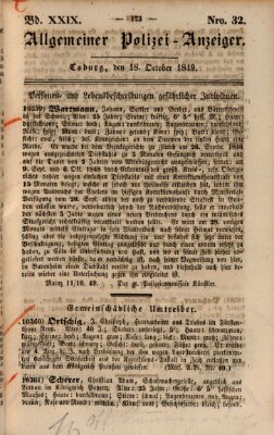 Allgemeiner Polizei-Anzeiger Donnerstag 18. Oktober 1849