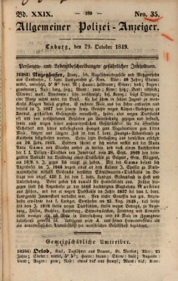 Allgemeiner Polizei-Anzeiger Montag 29. Oktober 1849