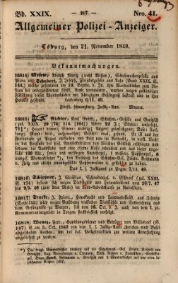 Allgemeiner Polizei-Anzeiger Mittwoch 21. November 1849