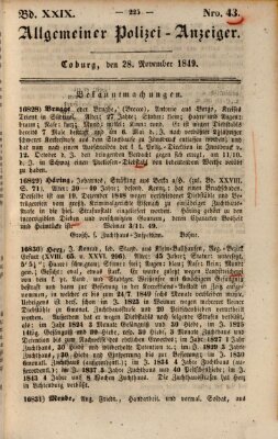 Allgemeiner Polizei-Anzeiger Mittwoch 28. November 1849