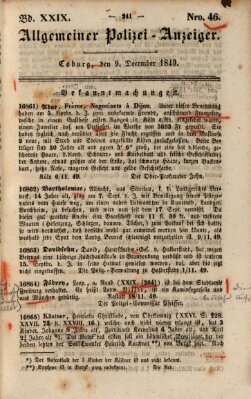 Allgemeiner Polizei-Anzeiger Sonntag 9. Dezember 1849