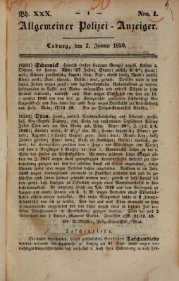 Allgemeiner Polizei-Anzeiger Mittwoch 2. Januar 1850