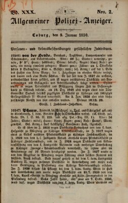 Allgemeiner Polizei-Anzeiger Mittwoch 9. Januar 1850