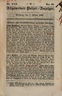 Allgemeiner Polizei-Anzeiger Donnerstag 7. Februar 1850