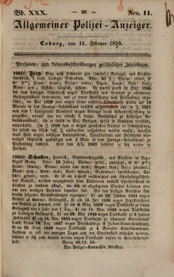 Allgemeiner Polizei-Anzeiger Sonntag 10. Februar 1850