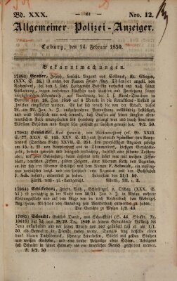 Allgemeiner Polizei-Anzeiger Donnerstag 14. Februar 1850