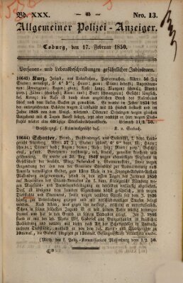 Allgemeiner Polizei-Anzeiger Sonntag 17. Februar 1850