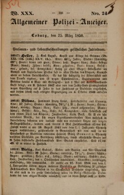 Allgemeiner Polizei-Anzeiger Montag 25. März 1850