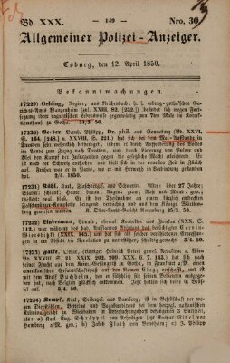 Allgemeiner Polizei-Anzeiger Freitag 12. April 1850