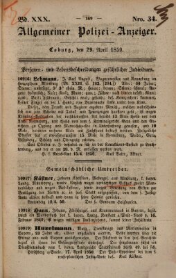 Allgemeiner Polizei-Anzeiger Montag 29. April 1850