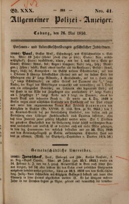 Allgemeiner Polizei-Anzeiger Sonntag 26. Mai 1850