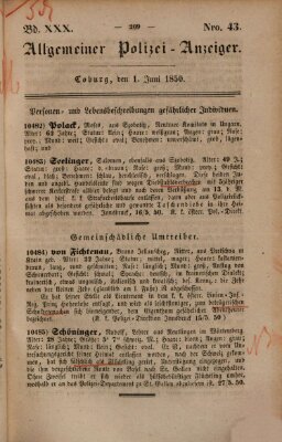 Allgemeiner Polizei-Anzeiger Samstag 1. Juni 1850