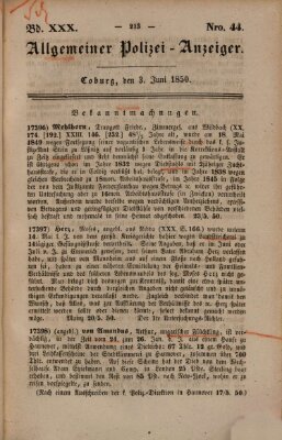 Allgemeiner Polizei-Anzeiger Montag 3. Juni 1850