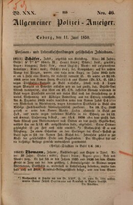 Allgemeiner Polizei-Anzeiger Dienstag 11. Juni 1850