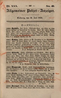 Allgemeiner Polizei-Anzeiger Mittwoch 19. Juni 1850