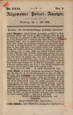 Allgemeiner Polizei-Anzeiger Donnerstag 4. Juli 1850