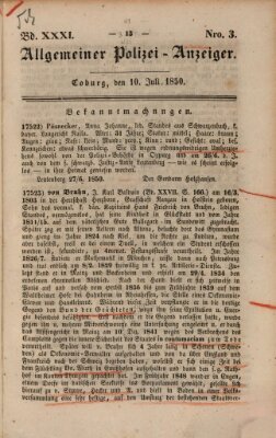 Allgemeiner Polizei-Anzeiger Mittwoch 10. Juli 1850