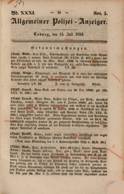 Allgemeiner Polizei-Anzeiger Montag 15. Juli 1850